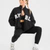 Varsity Oversized-Fleecejacke mit Reißverschluss