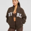 Varsity Oversized-Fleecejacke mit Reißverschluss