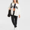 Varsity Oversized-Fleecejacke mit Reißverschluss