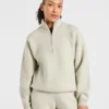 Weicher, oversized Strickpullover mit 1/4-Reißverschluss