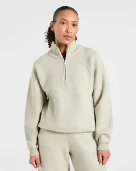 Weicher, oversized Strickpullover mit 1/4-Reißverschluss